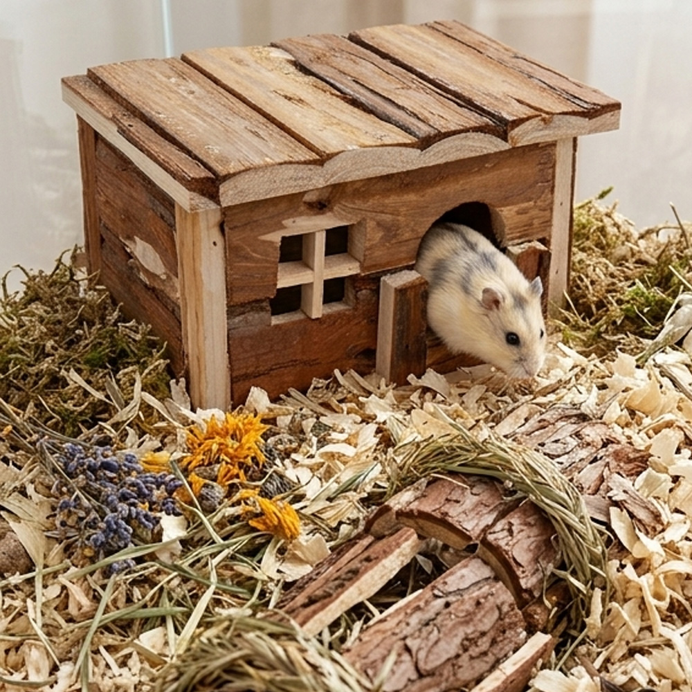 Drewniany Domek dla Chomika 18x13x13,5cm